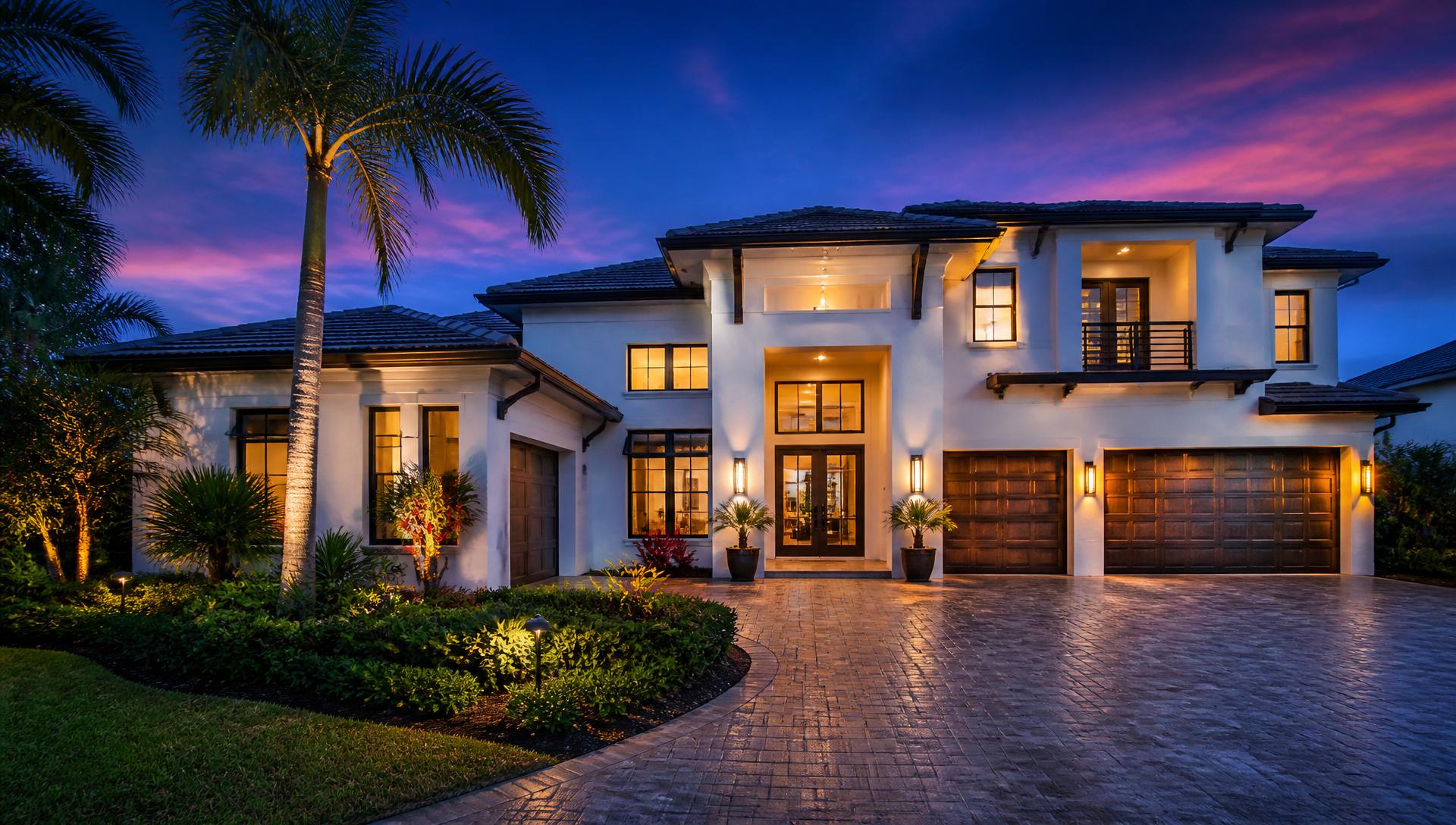 Luxury Florida home at twilight